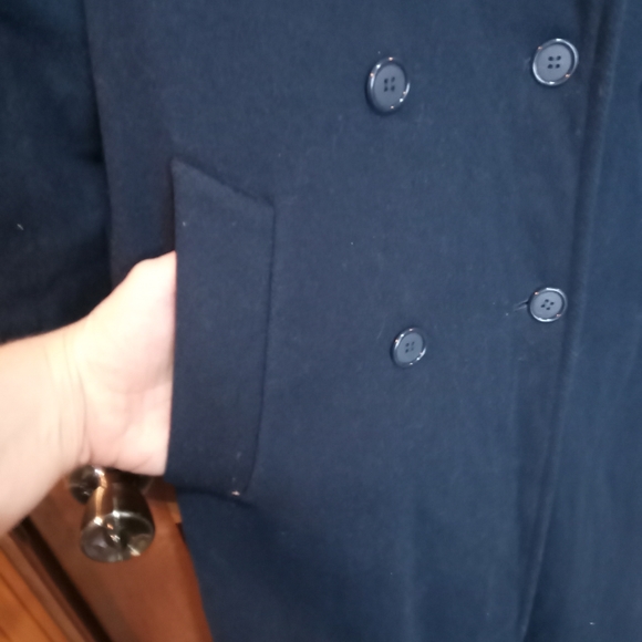 Evan Picone 100% wool blue trench coat jacket size 4 - Picture 4 of 7